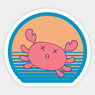 Oh Crab Day, Kawaii Cute Crab, Funny Pun, Vintage Sun Background, Oh Crap Sticker